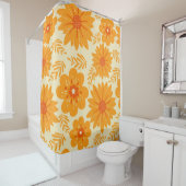 レトロヴィンテージオレンジ植物花パターン秋 シャワーカーテン (インサイチュ)