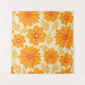 レトロヴィンテージオレンジ植物花パターン秋 タペストリー (正面(横))