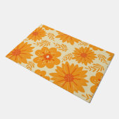 レトロヴィンテージオレンジ植物花パターン秋 ドアマット (アングル)