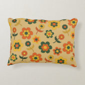 レトロヴィンテージオレンジ70s花柄 アクセントクッション (裏面)