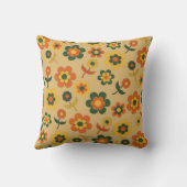 レトロヴィンテージオレンジ70s花柄 クッション (裏面)