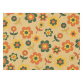 レトロヴィンテージオレンジ70s花柄 テーブルクロス (正面(横))