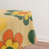 レトロヴィンテージオレンジ70s花柄 テーブルクロス (インサイチュ)