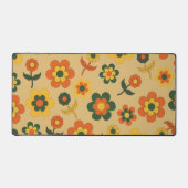 レトロヴィンテージオレンジ70s花柄 デスクマット (正面)