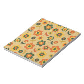 レトロヴィンテージオレンジ70s花柄 ノートパッド (回転)