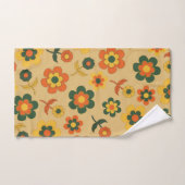 レトロヴィンテージオレンジ70s花柄 バスタオルセット (ハンドタオル)