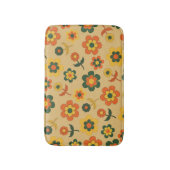 レトロヴィンテージオレンジ70s花柄 バスマット (正面縦)
