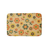 レトロヴィンテージオレンジ70s花柄 バスマット (正面)