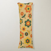 レトロヴィンテージオレンジ70s花柄 ボディピロー (正面縦)