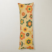 レトロヴィンテージオレンジ70s花柄 ボディピロー (裏面 (縦))