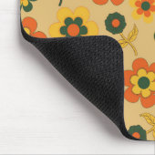 レトロヴィンテージオレンジ70s花柄 マウスパッド (コーナー)