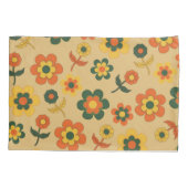 レトロヴィンテージオレンジ70s花柄 枕カバー (裏面)