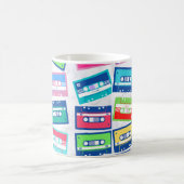 レトロヴィンテージオーディオテープカセットパターンタンク コーヒーマグカップ (中央)