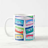 レトロヴィンテージオーディオテープカセットパターンタンク コーヒーマグカップ (左)