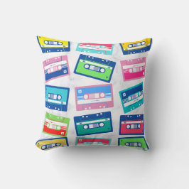 レトロヴィンテージオーディオテープカセットパターン クッション