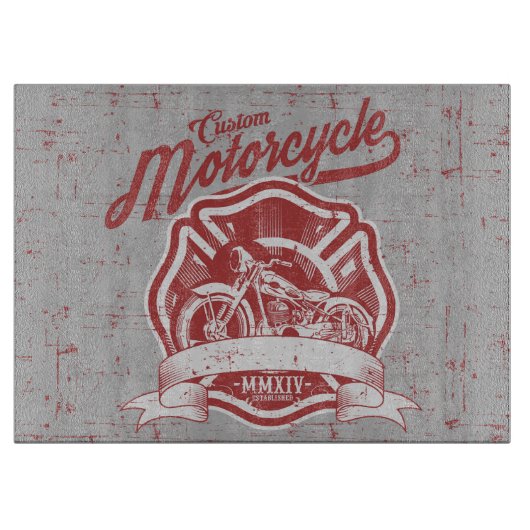 レトロヴィンテージオートバイデザイン カッティングボード (正面)