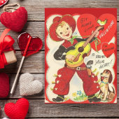レトロヴィンテージカウボーイとギターバレンタインデー シーズンポストカード