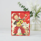 レトロヴィンテージカウボーイとギターバレンタインデー シーズンポストカード (スタンド正面)