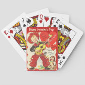 レトロヴィンテージカウボーイとギターバレンタインデー トランプ (裏面)