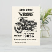 レトロヴィンテージカスタムバイクバイクもしくは自転車に乗る人結婚ズ 招待状 (スタンド正面)