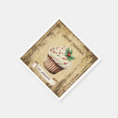 レトロヴィンテージカップケーキメリークリスマス スタンダードカクテルナプキン (角)