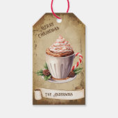レトロヴィンテージカップペパーミントホットココアクリスマス ギフトタグ (正面)