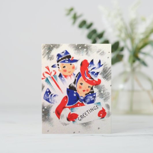 レトロヴィンテージカップルの追加メッセージカード シーズンカード (スタンド正面)