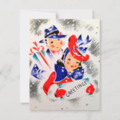 レトロヴィンテージカップルの追加メッセージカード シーズンカード (正面)