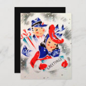 レトロヴィンテージカップルの追加メッセージカード シーズンカード (正面/裏面)