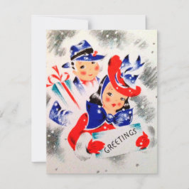レトロヴィンテージカップルの追加メッセージカード シーズンカード