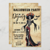 レトロヴィンテージカトリナスケルトンハローウィンパーティ 招待状 (正面/裏面)