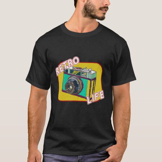 レトロヴィンテージカメラ写真愛好者写真撮影 Tシャツ (正面)