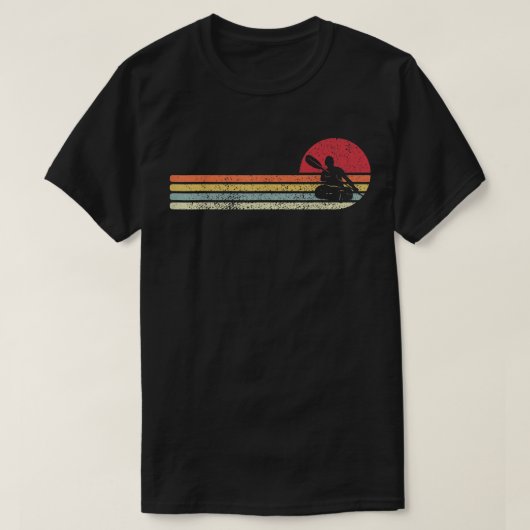 レトロヴィンテージカヤックカヌサンセットカヤックパドリング Tシャツ (デザイン正面)
