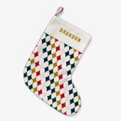 レトロヴィンテージカラフルシンプルダイヤモンド スモールクリスマスストッキング (正面 (吊り時))