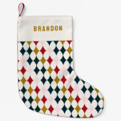 レトロヴィンテージカラフルシンプルダイヤモンド スモールクリスマスストッキング (正面)