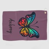 レトロヴィンテージカラフル蝶 ゴルフタオル (横)