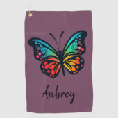 レトロヴィンテージカラフル蝶 ゴルフタオル (正面)