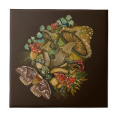 レトロヴィンテージカラーズマッシュルーム&モスアート タイル (正面)