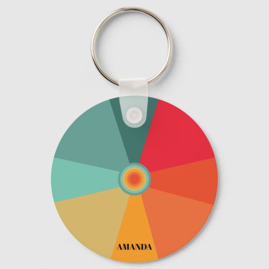 レトロヴィンテージカラーパレット付名前をカスタムする キーホルダー (正面)