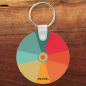 レトロヴィンテージカラーパレット付名前をカスタムする キーホルダー (正面)