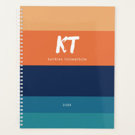 レトロヴィンテージカラー&ストライプモノグラム プランナー手帳