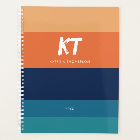 レトロヴィンテージカラー&ストライプモノグラム プランナー手帳 (正面)