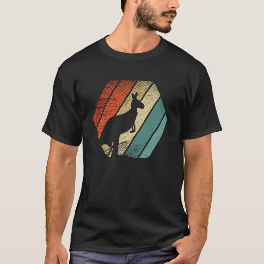レトロヴィンテージカンガルーと可愛い動物 Tシャツ (正面)