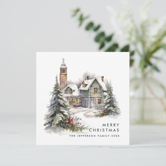 レトロヴィンテージカントリーハウスクリスマスツリー シーズンカード (スタンド正面)