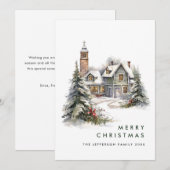 レトロヴィンテージカントリーハウスクリスマスツリー シーズンカード (正面/裏面)