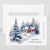 レトロヴィンテージカントリーハウスクリスマスツリー シーズンカード (正面/裏面)