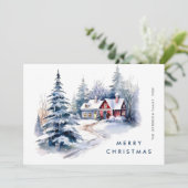 レトロヴィンテージカントリーハウスクリスマスツリー シーズンカード (スタンド正面)