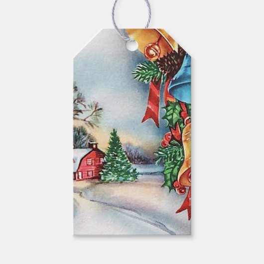 レトロヴィンテージカントリーファームクリスマスラベル ギフトタグ (正面)