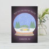 レトロヴィンテージカークリスマスツリーin Snow Globe シーズンカード (スタンド正面)