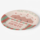 レトロヴィンテージカーニバルサーカス赤ちゃんシャワー ペーパープレート (アングル)